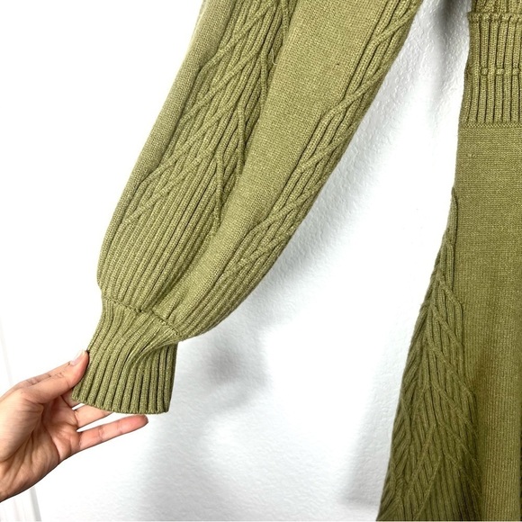 Free People Emmaline Mini Dress Knit Long Sleeve Boho green color size S - Picture 6 of 13